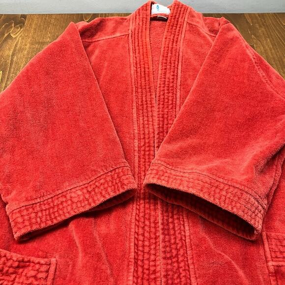 VTG State O Maine Red Terry Cloth Bathrobe 100% Cotton Heavyweight One Size - Picture 8 of 16